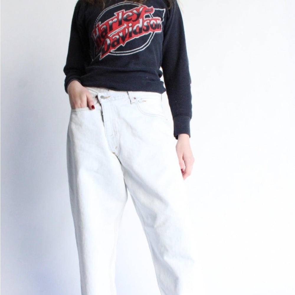 Re-worked Criss Cross Levi's White Boyfriend Jeans Loose Fit